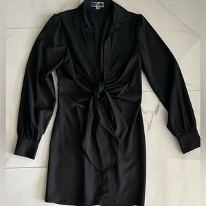 Blue Blush Black Mini Dress Deep V